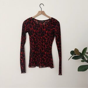 Vintage Betsey Johnson Leopard Print Long Sleeve Top